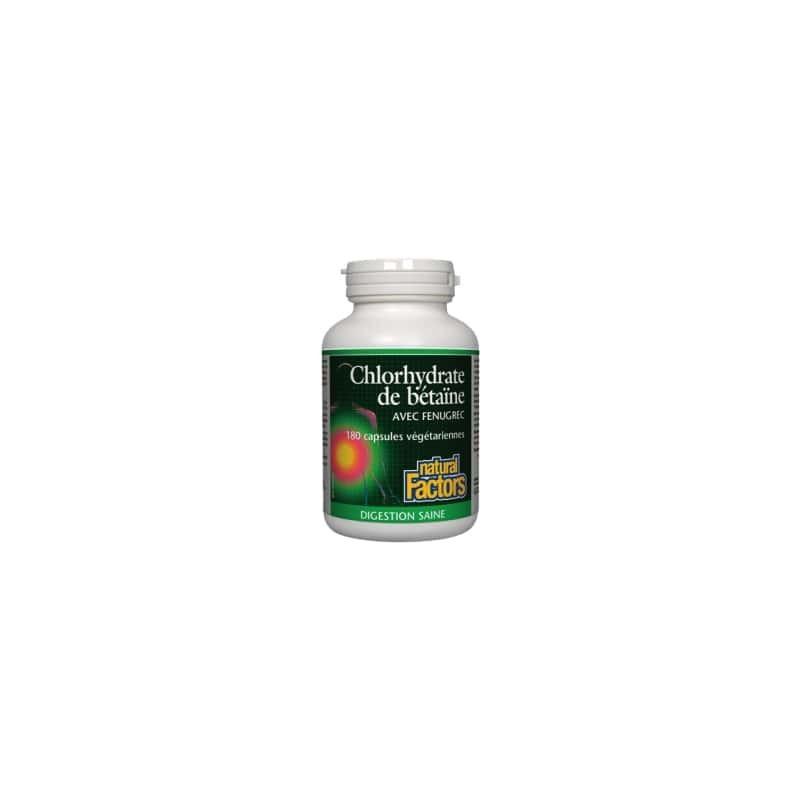 Chlorydrate de bétaïne - Natural Factors - 180 Végécapsules - Natural Factors