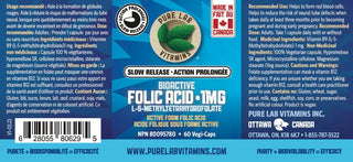 Acide Folique Bioactive - 1mg - Pure Lab Vitamins - Pure Lab Vitamins