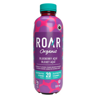 Eau Vitaminée & Électrolytes Bio. - Bleuet /Açaï - 532ml - Roar - ROAR