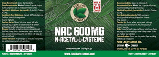 NAC 600mg - 120 capsules végé - Pure Lab Vitamins - Pure Lab Vitamins