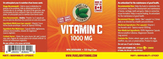 Vitamine C 1000 mg - 120 capsules végé - Pure Lab Vitamins - Pure Lab Vitamins