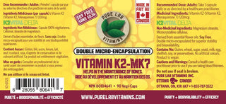 Vitamine K2 MK7 - 90 capsules - Pure Lab Vitamins - Pure Lab Vitamins