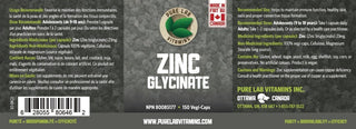 Zinc Glycinate - Pure Lab Vitamins - 150 capsules - Pure Lab Vitamins