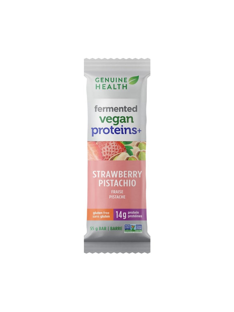 Barre Fermented VeganProtein+ - Fraise & Pistache - 55g - Genuine Health