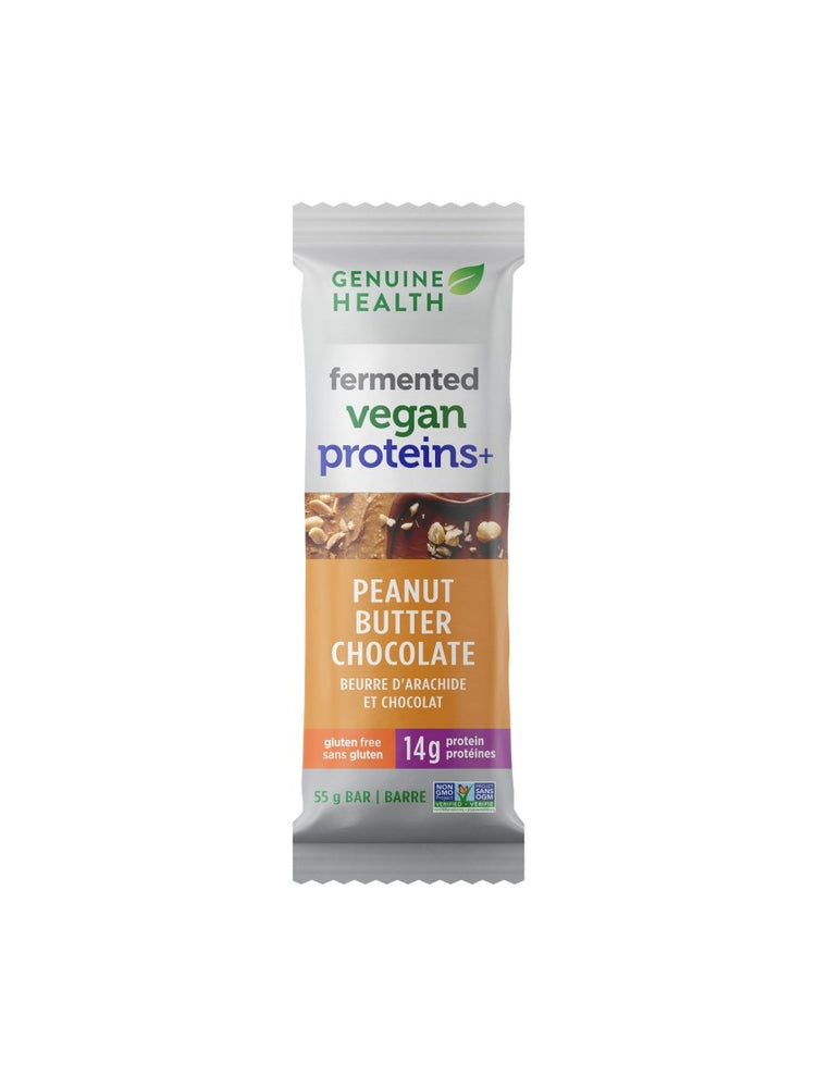 Barre Fermented VeganProteins+ - Beurre Arachide et Chocolat - 55g - Genuine Health