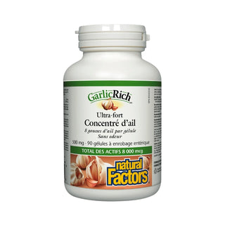 Concentré d'ail - Ultra-fort 500mg - Garlic Rich - 90 gélules Enteripure - Natural Factors