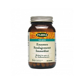 Enzymes Soulagement Immédiat - 21 Végécapsules - Flora - 60 capsules végétales - Flora