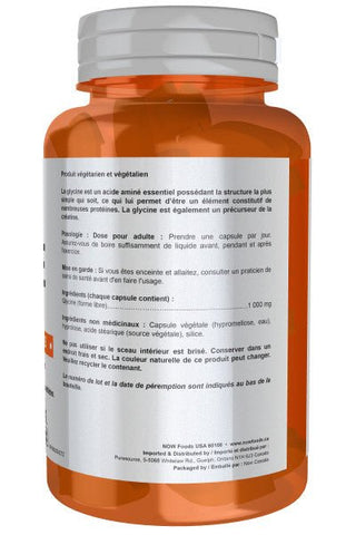 Glycine - 1000mg - 100 Végécapsules - Now - Now