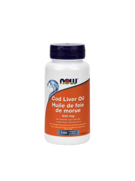 Huile de foie de Morue - 650mg - 100 gélules - Now - Now