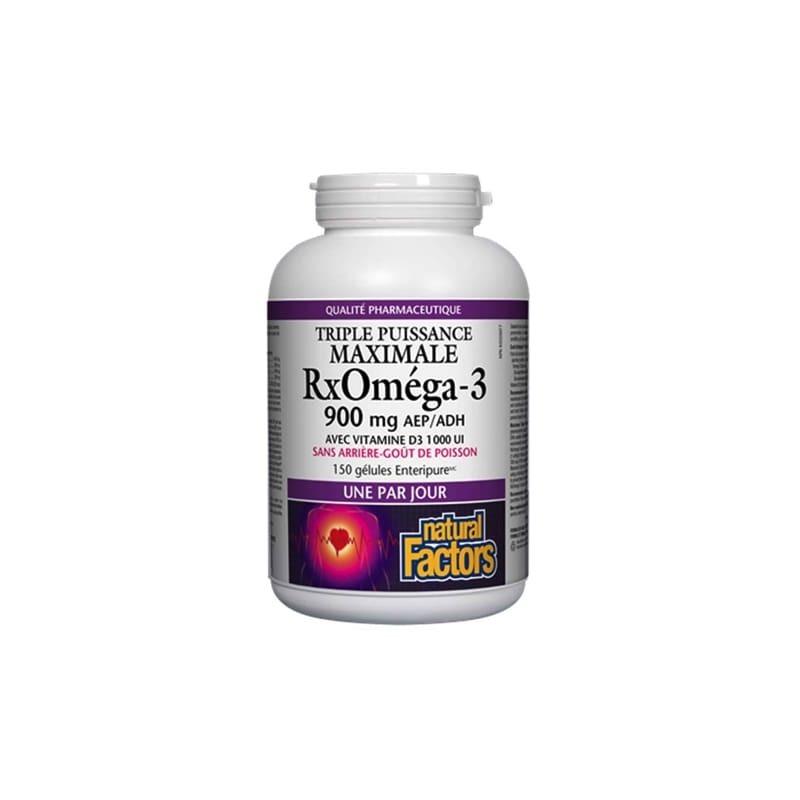 RxOmega-3 - 900 mg + Vitamine D3 - 150 Gélules - Natural Factors - Default - Natural Factors