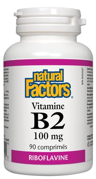 Vitamine B2 - Riboflavine 100mg - 90 Comprimés - Natural Factors