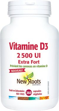 Vitamine D3 - 2 500 UI - Extra Fort - 180 Gélules - New Roots - New Roots Herbal