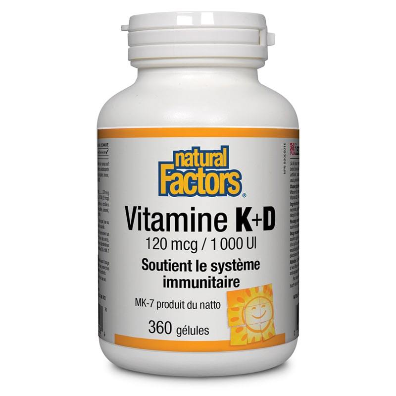 Vitamine K+D - 360 Gélules - Natural Factors - Default - Natural Factors