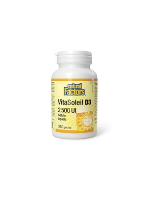 VitaSoleil D3 - 2500UI - gélules - Natural Factors - 360 gélules - Natural Factors