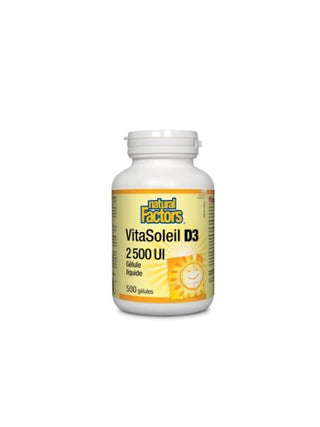 VitaSoleil D3 - 2500UI - gélules - Natural Factors - 500 gélules - Natural Factors